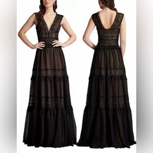 NWOT TADASHI SHOJI Shiva Embroidered Sleeveless Tiered Lace & Tulle Gown Sz 10